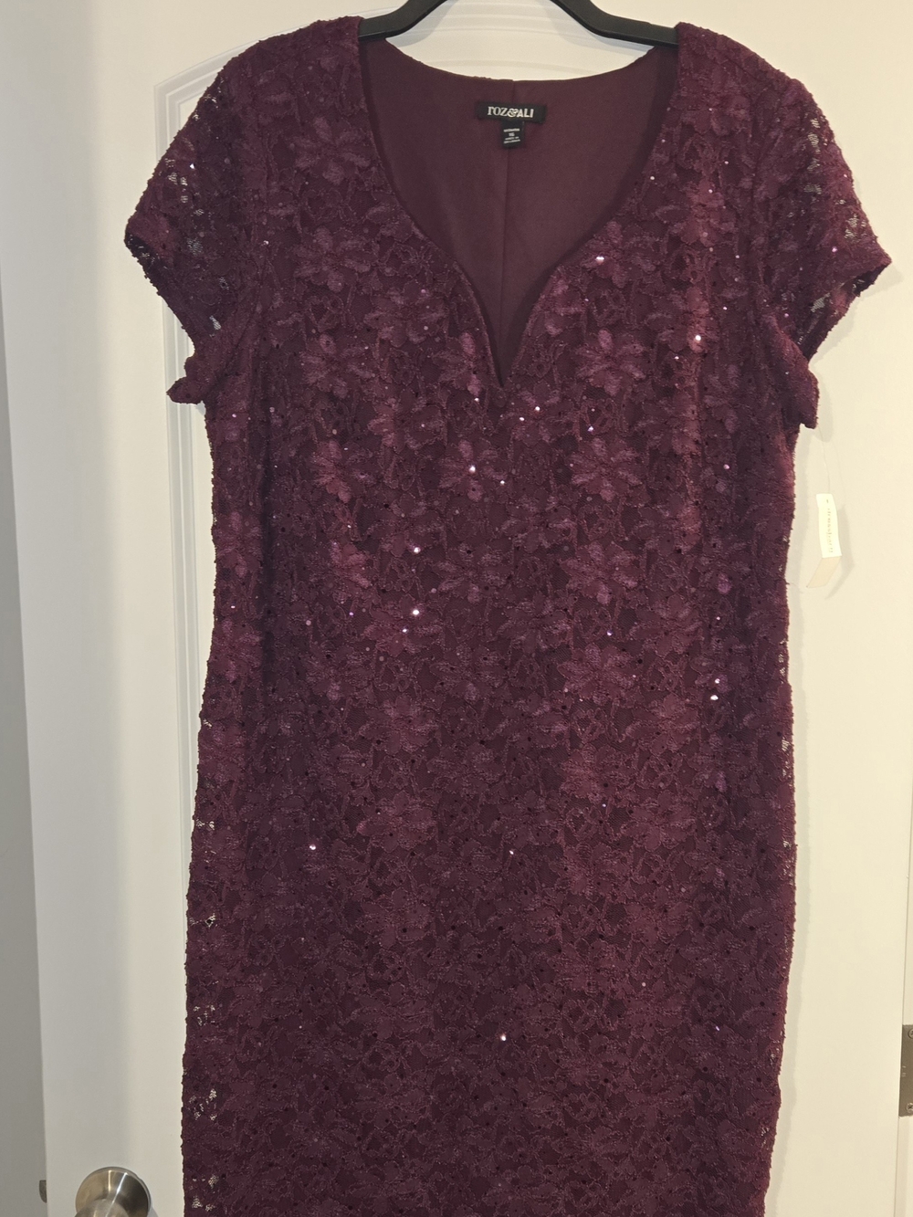Dress Barn Plum Lace Sequin Midi Dress